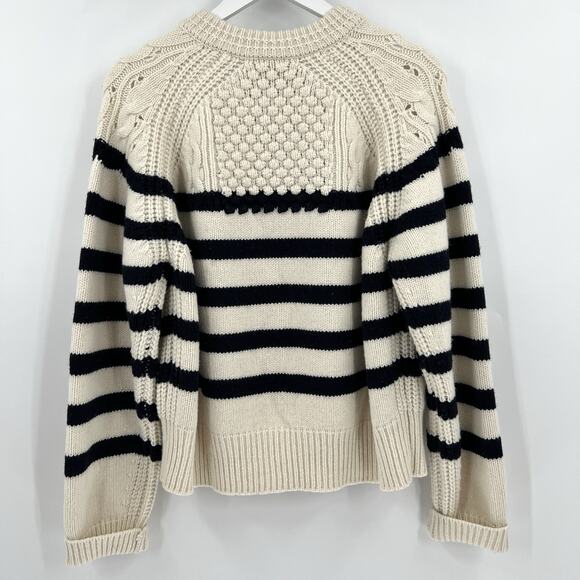 Ba&sh Palo Cream Black Striped 100% Wool Pullover Sweater Women’s Size Medium - Picture 6 of 11